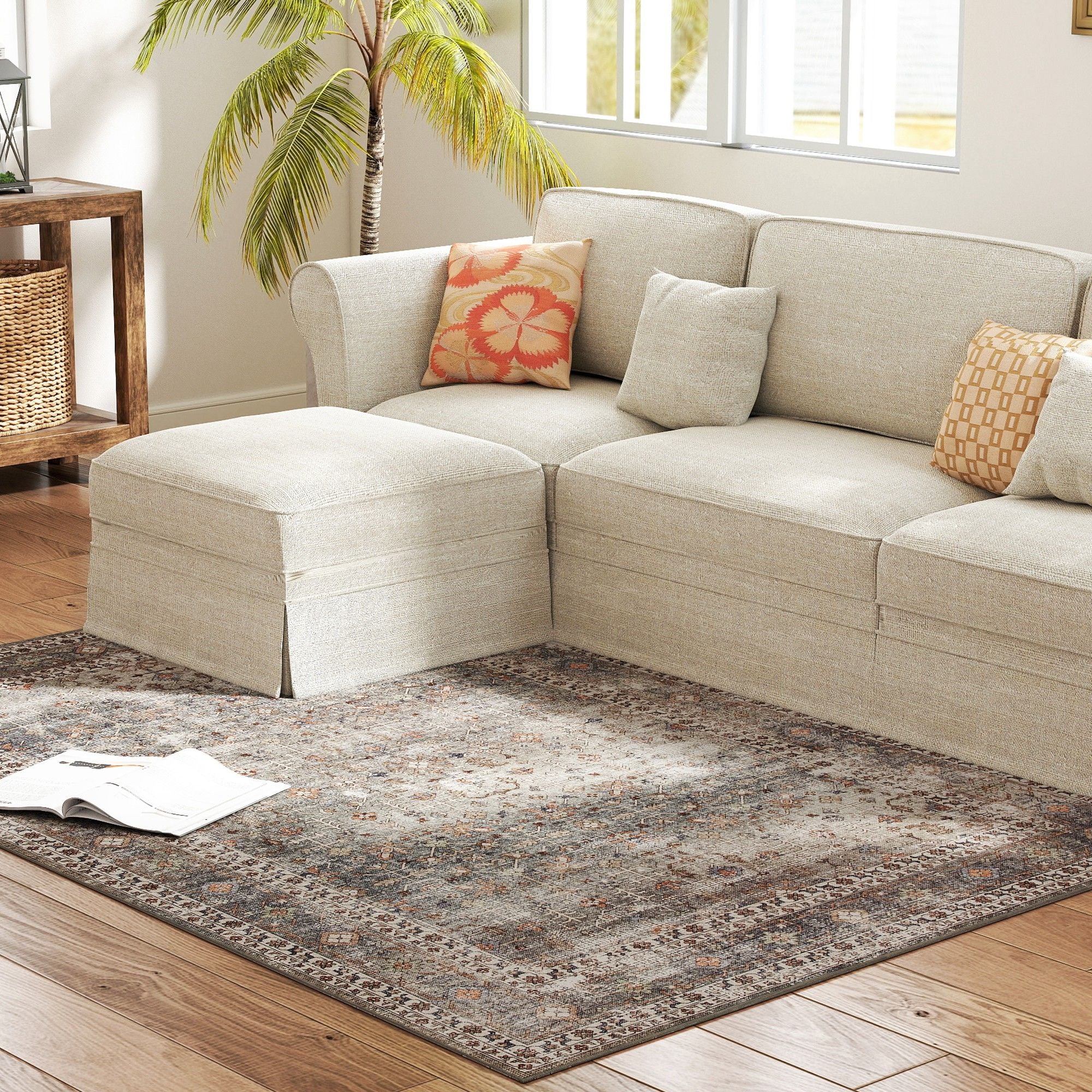 HOMCOM 4 x 6 ft Machine Washable Area Rug, Dark Mixed Brown