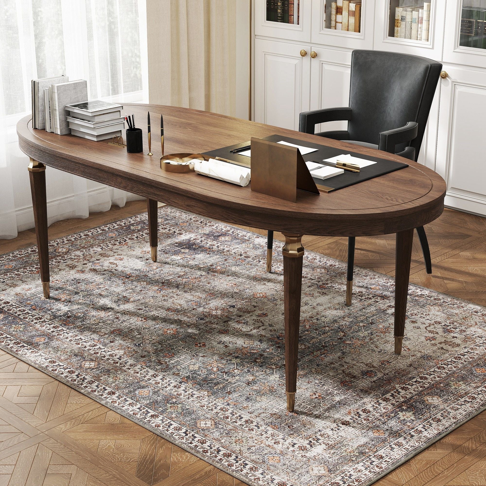 HOMCOM 4 x 6 ft Machine Washable Area Rug, Dark Mixed Brown
