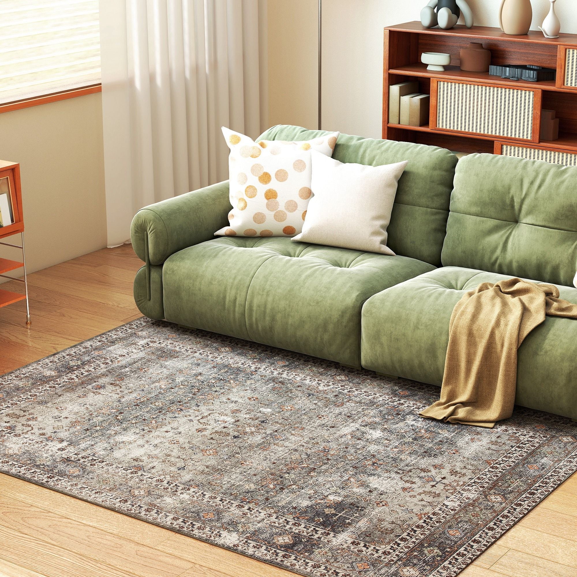 HOMCOM 4 x 6 ft Machine Washable Area Rug, Dark Mixed Brown