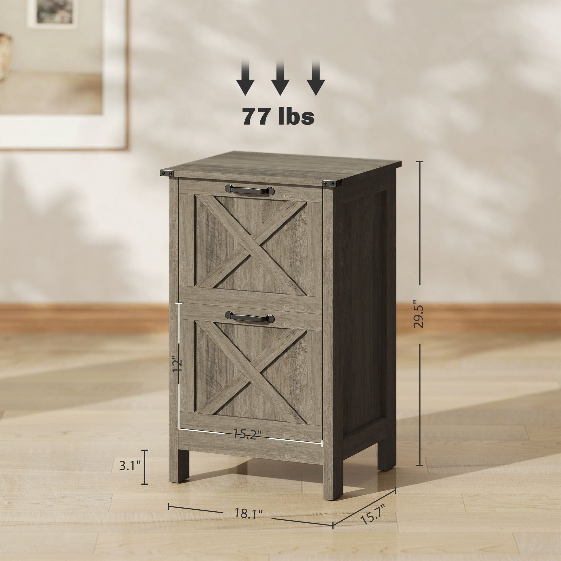 HOMCOM 2-Drawer Vertical File Cabinet, Distressed Gray