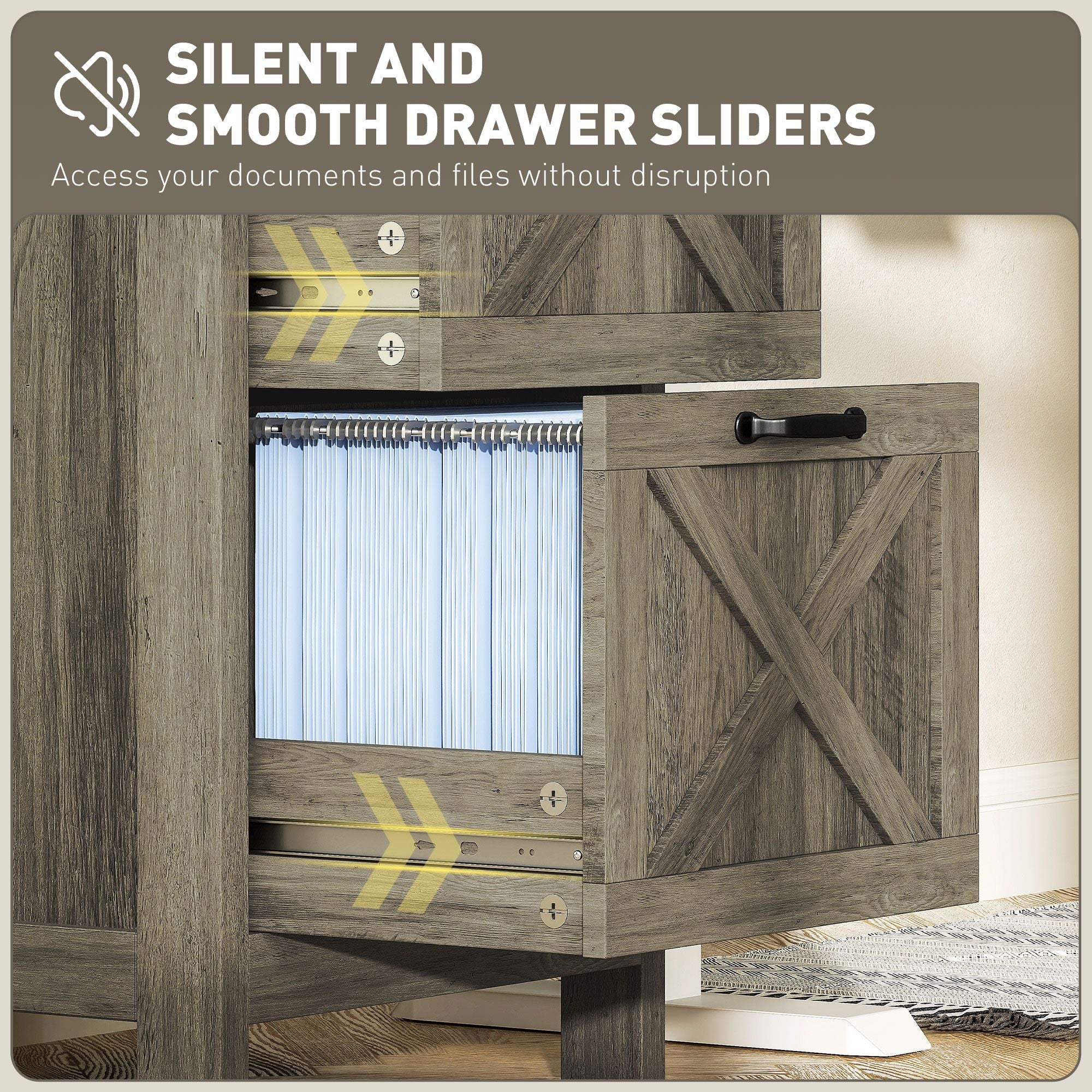HOMCOM 2-Drawer Vertical File Cabinet, Distressed Gray