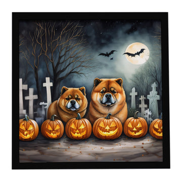 Chow Chow Spooky Halloween Framed Metal Wall Art Square, 8 x 8 in