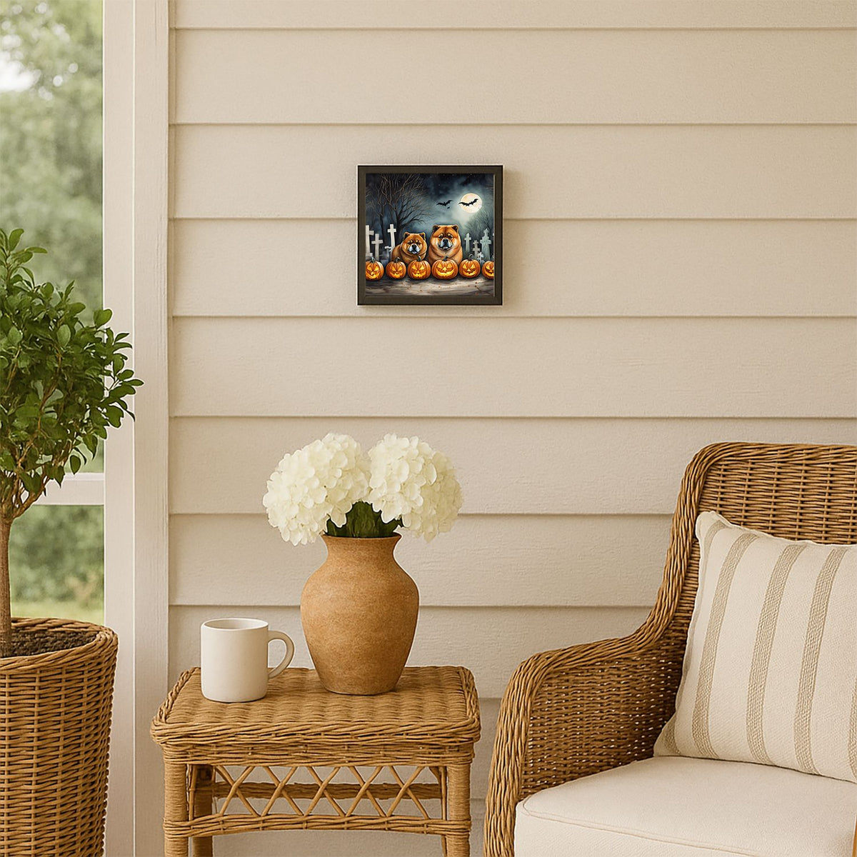 Chow Chow Spooky Halloween Framed Metal Wall Art Square, 8 x 8 in - product view 5