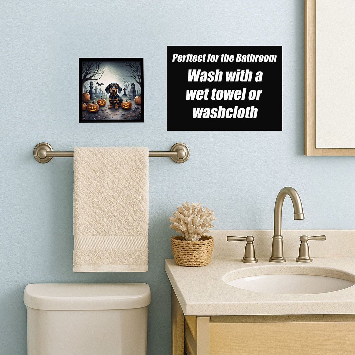 Dachshund Spooky Halloween Framed Metal Wall Art Square, 8 x 8 in - product view 4