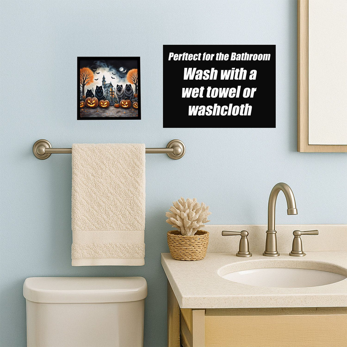 Keeshond Spooky Halloween Framed Metal Wall Art Square, 8 x 8 in - product view 4