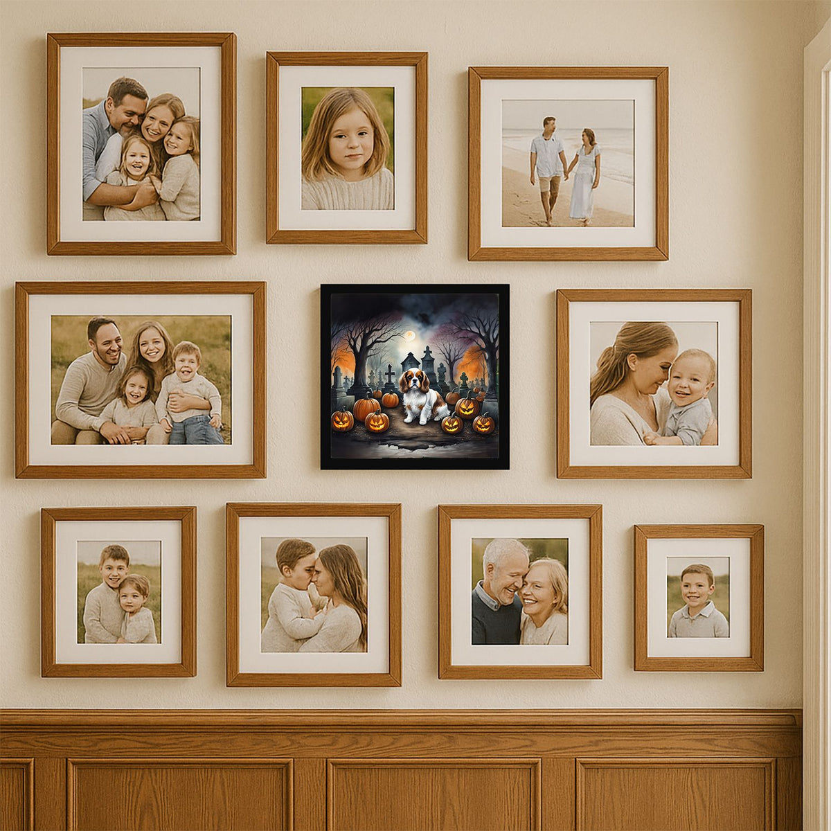 Cavalier Spaniel Spooky Halloween Framed Metal Wall Art Square, 8 x 8 in - product view 7