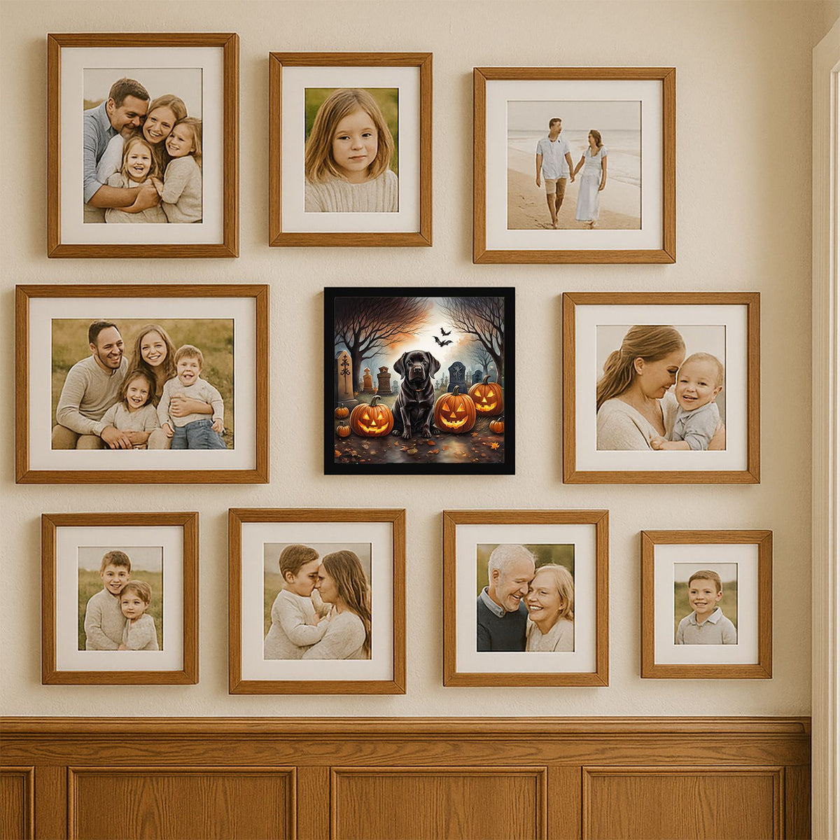 Chocolate Labrador Retriever Spooky Halloween Framed Metal Wall Art Square, 8 x 8 in - product view 7