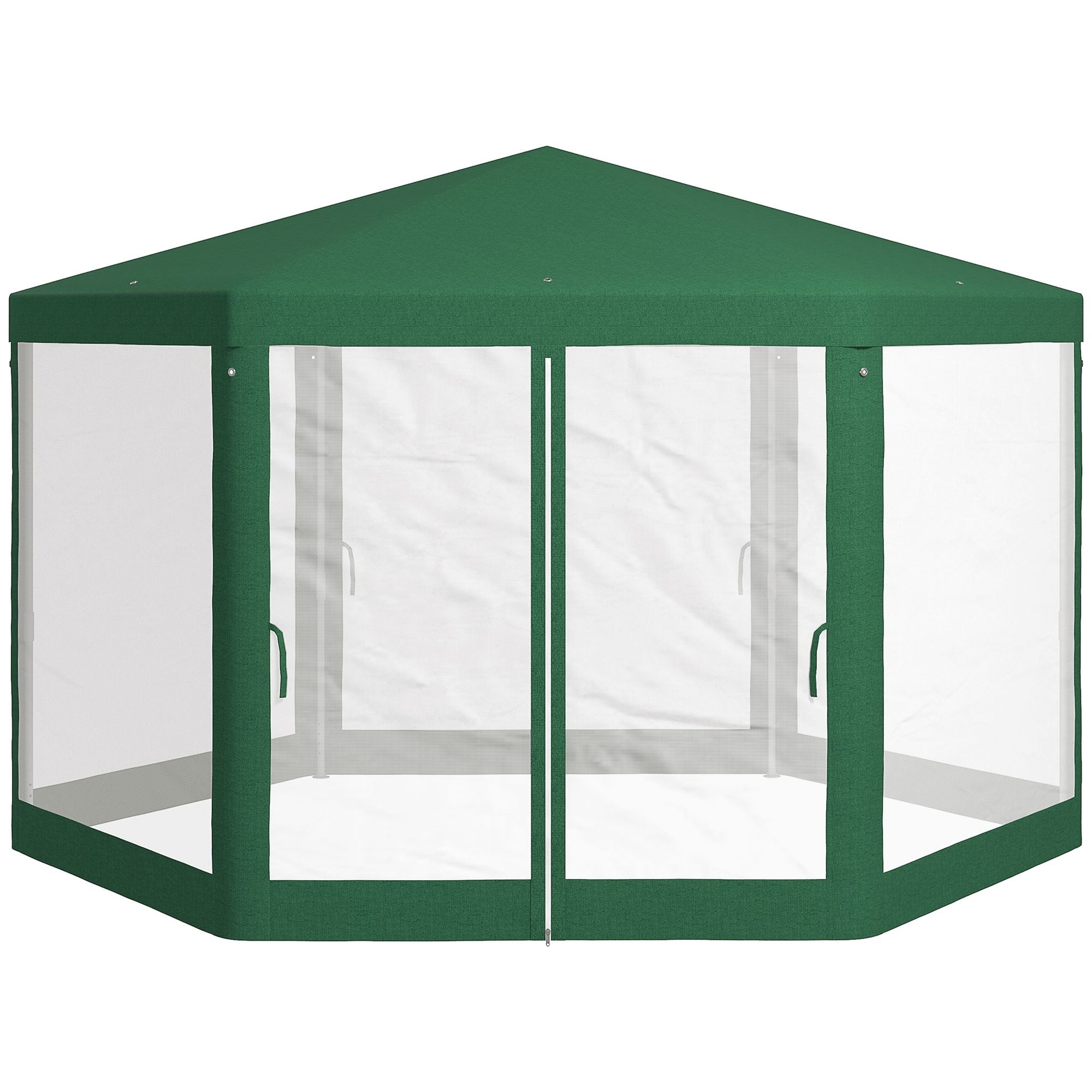 Outsunny 13 x 11 ft Hexagon Outdoor Party Tent with Mesh Sidewalls, Green