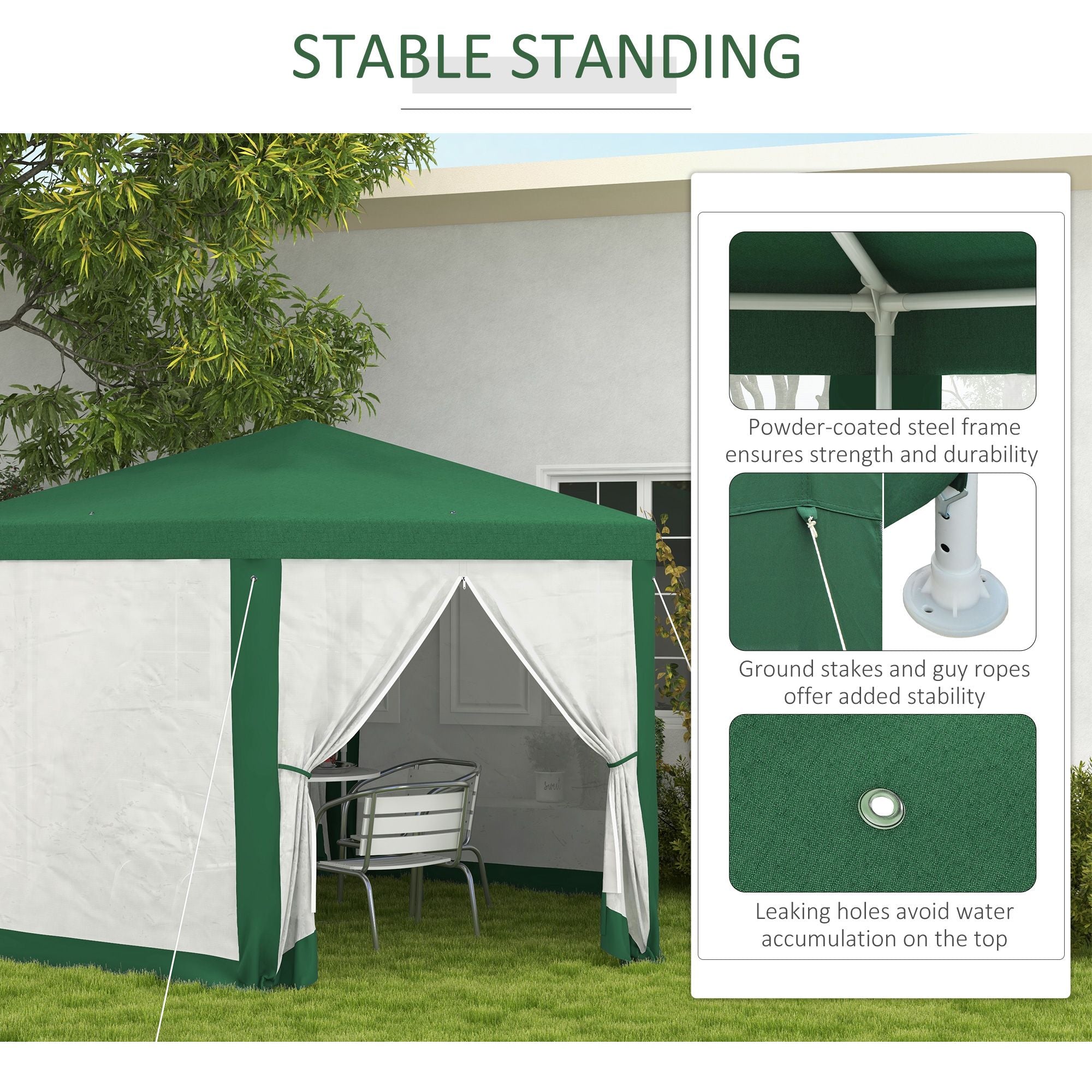 Outsunny 13 x 11 ft Hexagon Outdoor Party Tent with Mesh Sidewalls, Green
