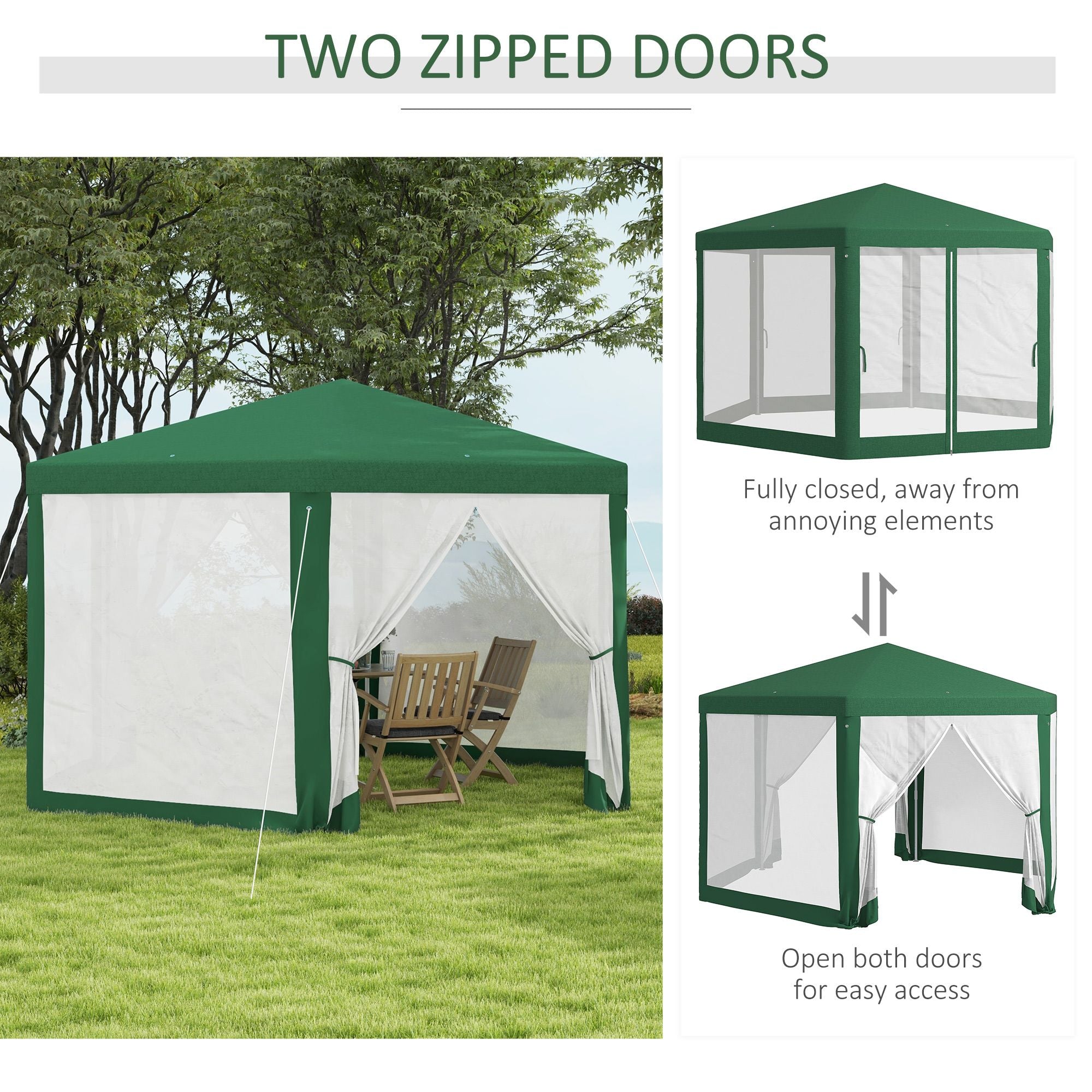 Outsunny 13 x 11 ft Hexagon Outdoor Party Tent with Mesh Sidewalls, Green