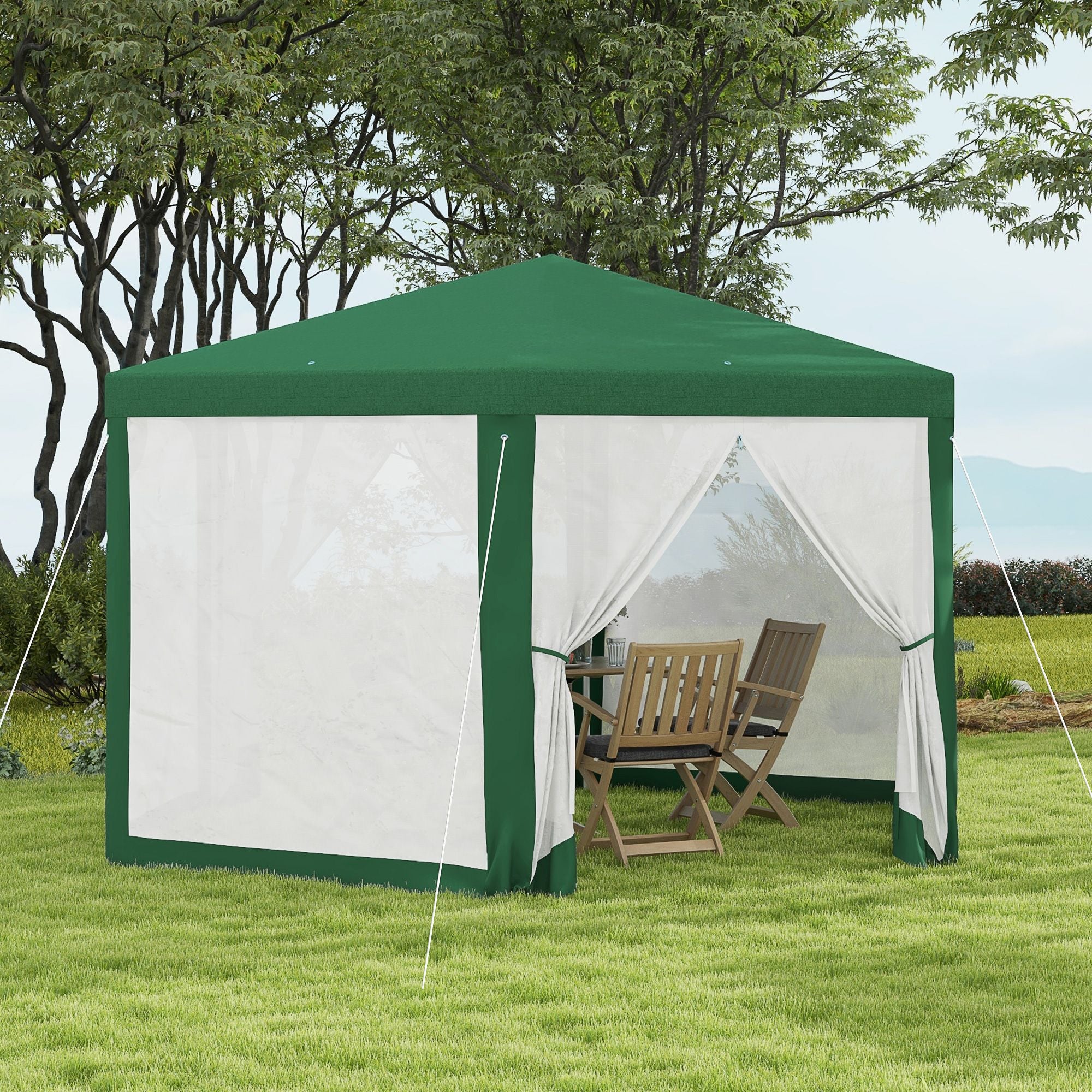 Outsunny 13 x 11 ft Hexagon Outdoor Party Tent with Mesh Sidewalls, Green