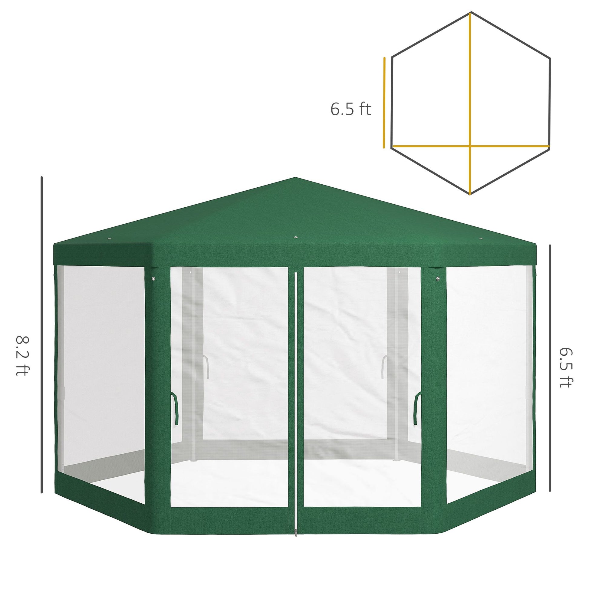 Outsunny 13 x 11 ft Hexagon Outdoor Party Tent with Mesh Sidewalls, Green