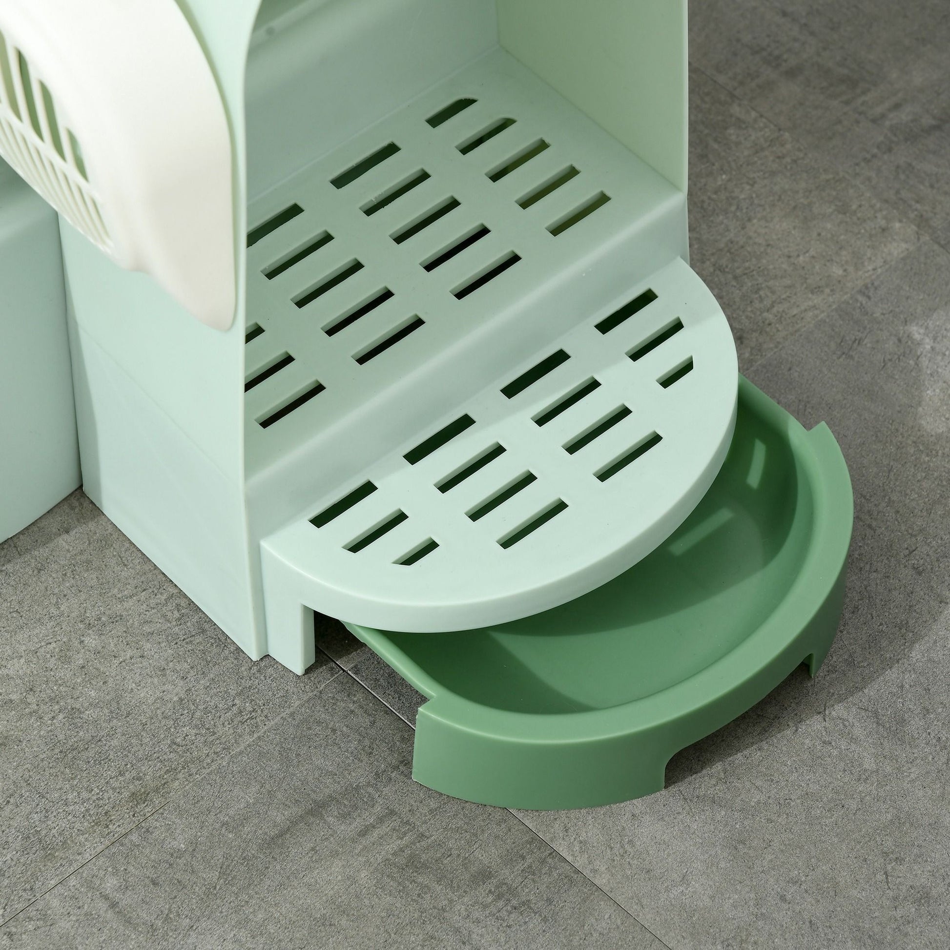 PawHut Enclosed Cat Litter Box with Removable Tray and Scoop, Green - product view 9