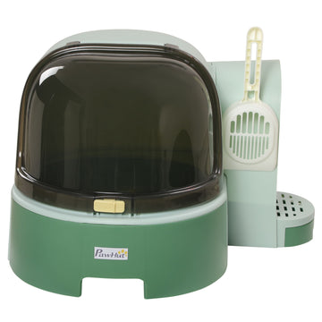 PawHut Enclosed Cat Litter Box with Removable Tray and Scoop, Green