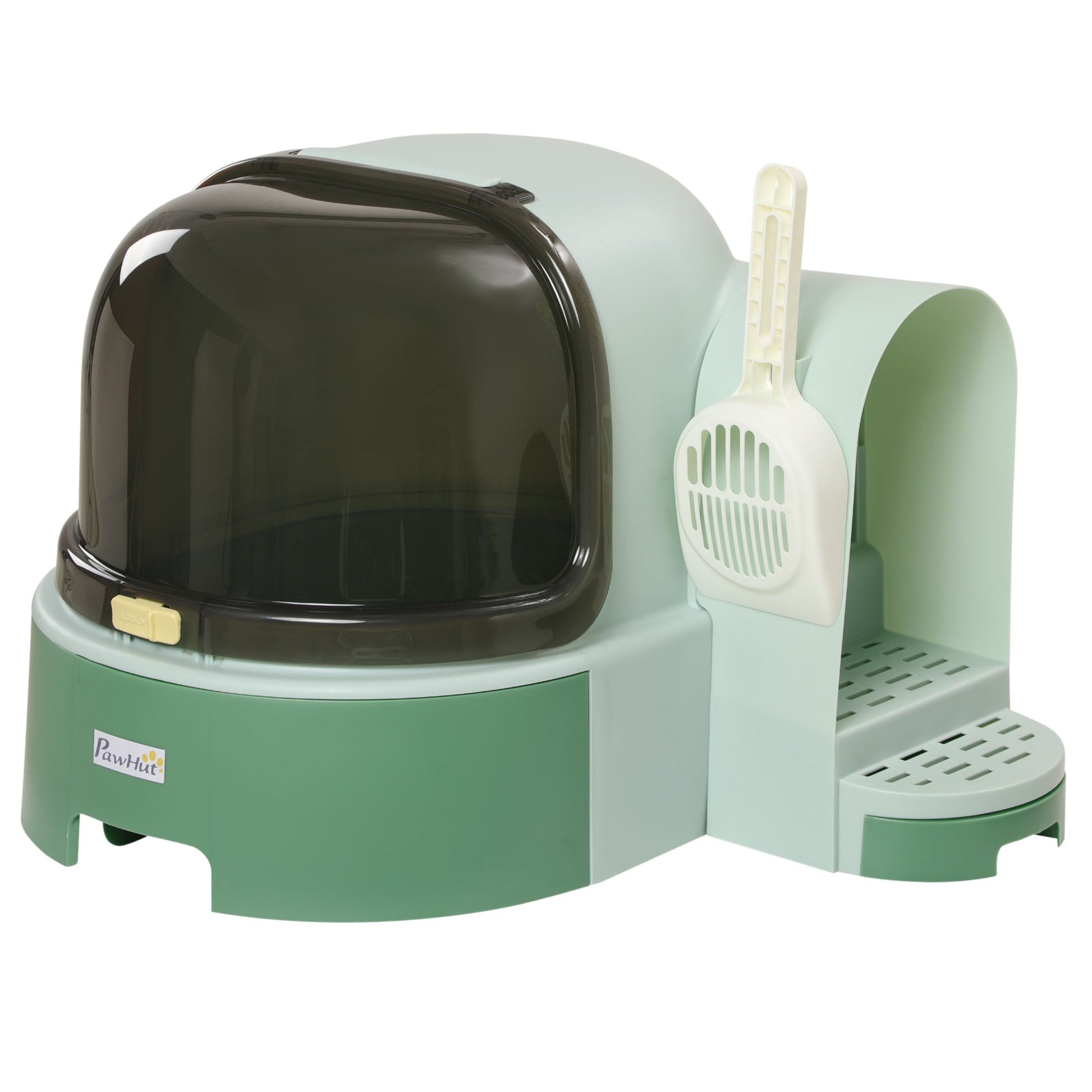 PawHut Enclosed Cat Litter Box with Removable Tray and Scoop, Green - product view 11
