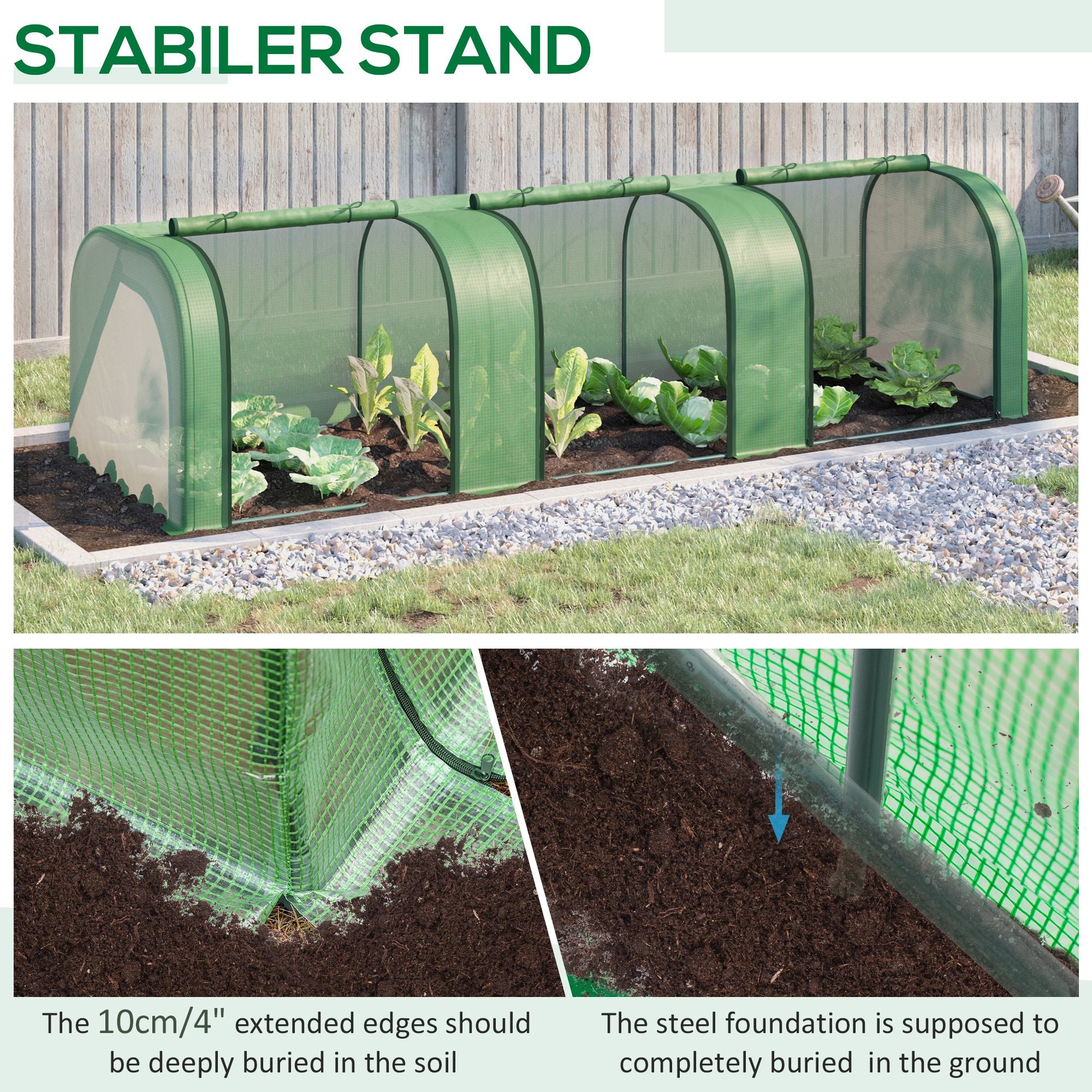 Outsunny 9.7 x 3 x 2.5 ft Portable Tunnel Greenhouse with 3 Doors