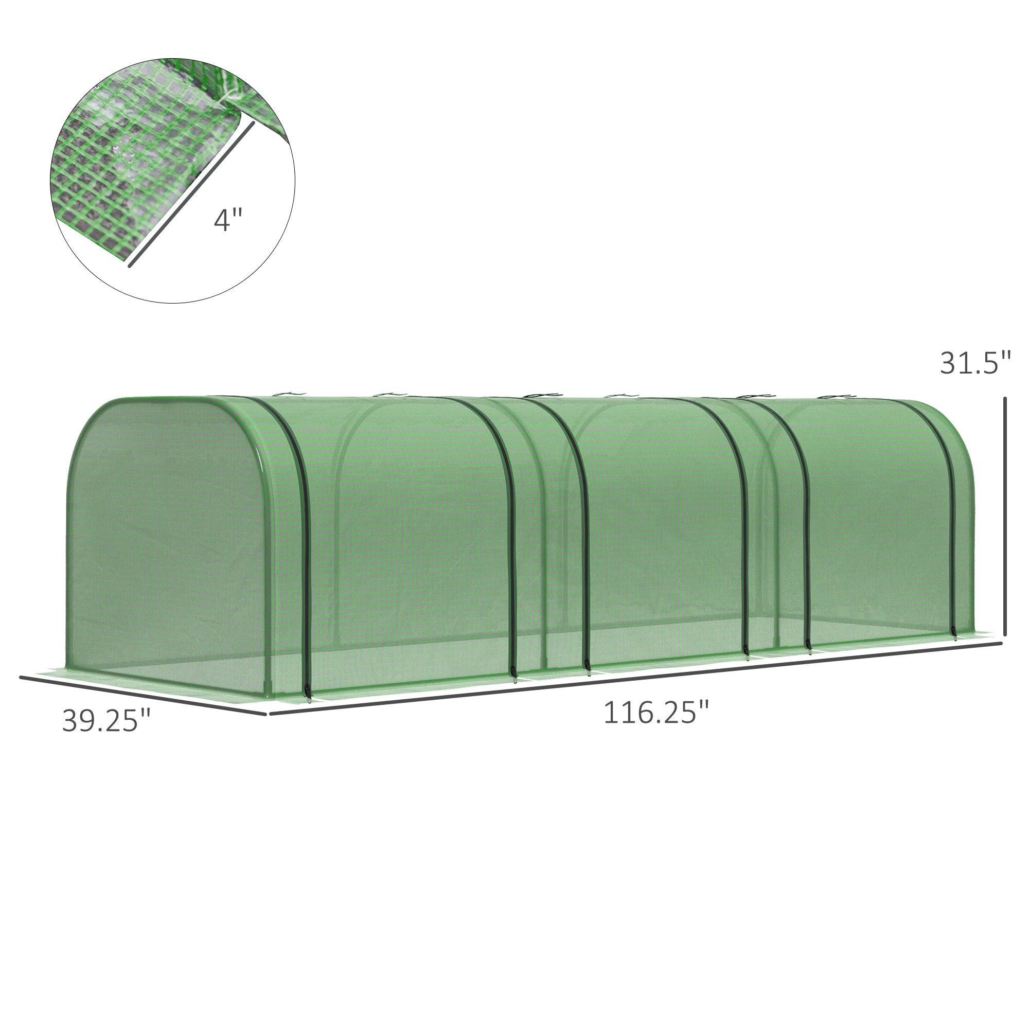 Outsunny 9.7 x 3 x 2.5 ft Portable Tunnel Greenhouse with 3 Doors