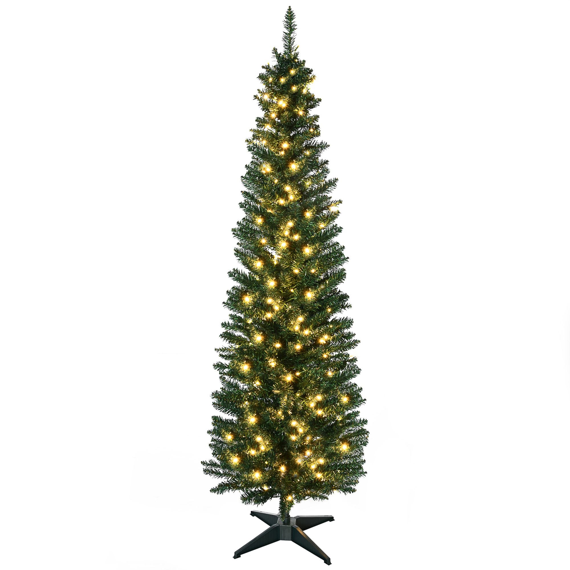 HOMCOM 7 ft Pre-Lit Slim Noble Fir Artificial Christmas Tree