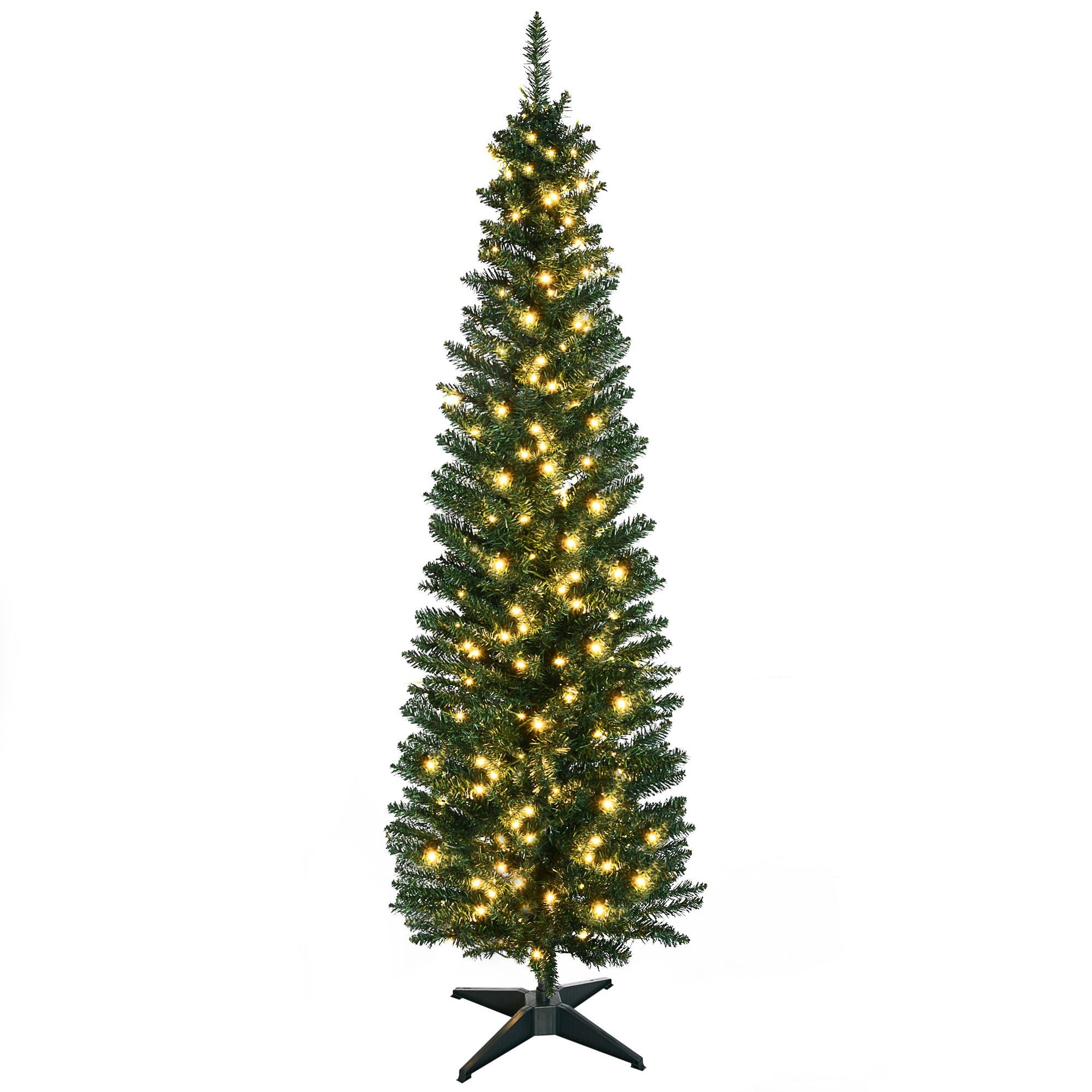 HOMCOM 7 ft Pre-Lit Slim Noble Fir Artificial Christmas Tree