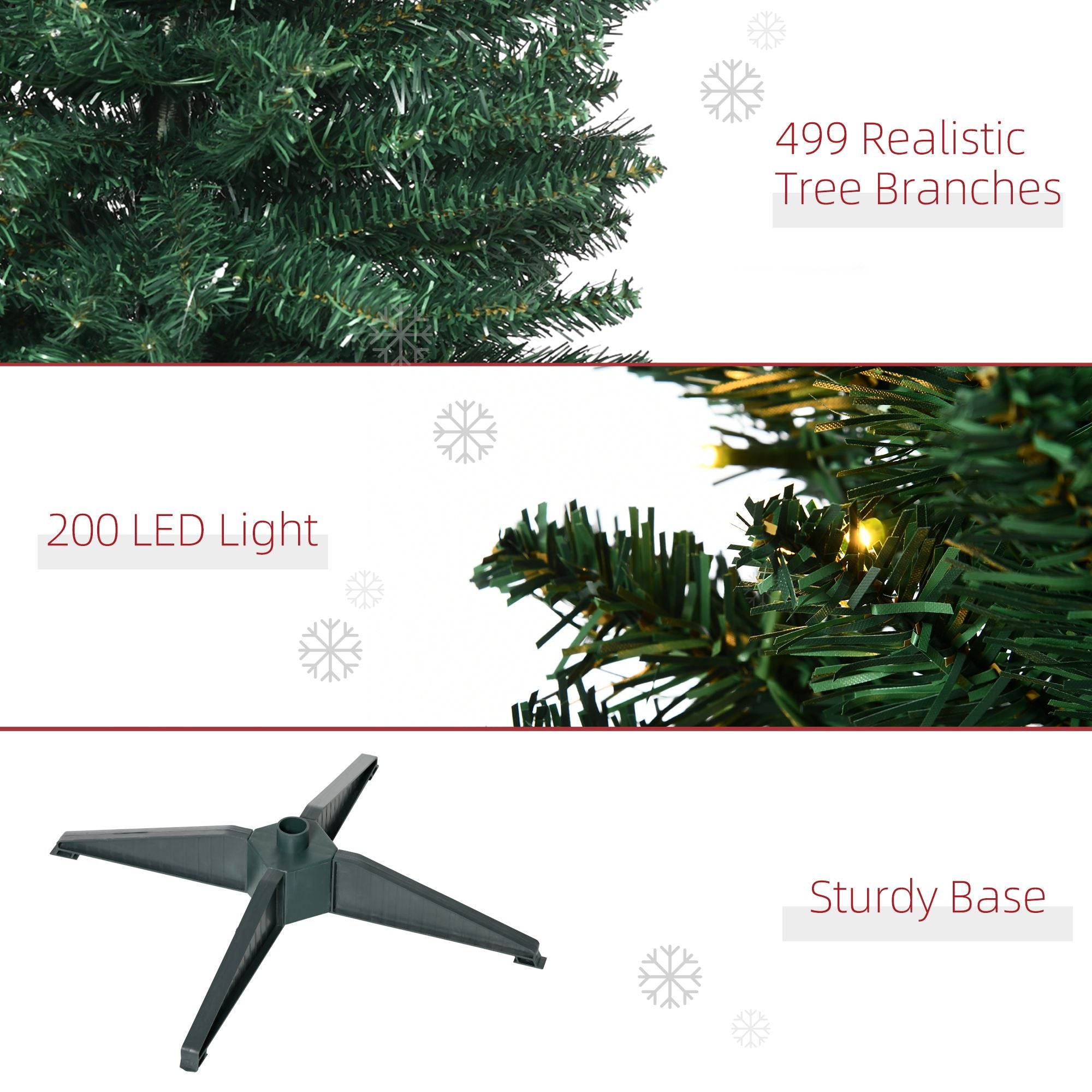 HOMCOM 7 ft Pre-Lit Slim Noble Fir Artificial Christmas Tree
