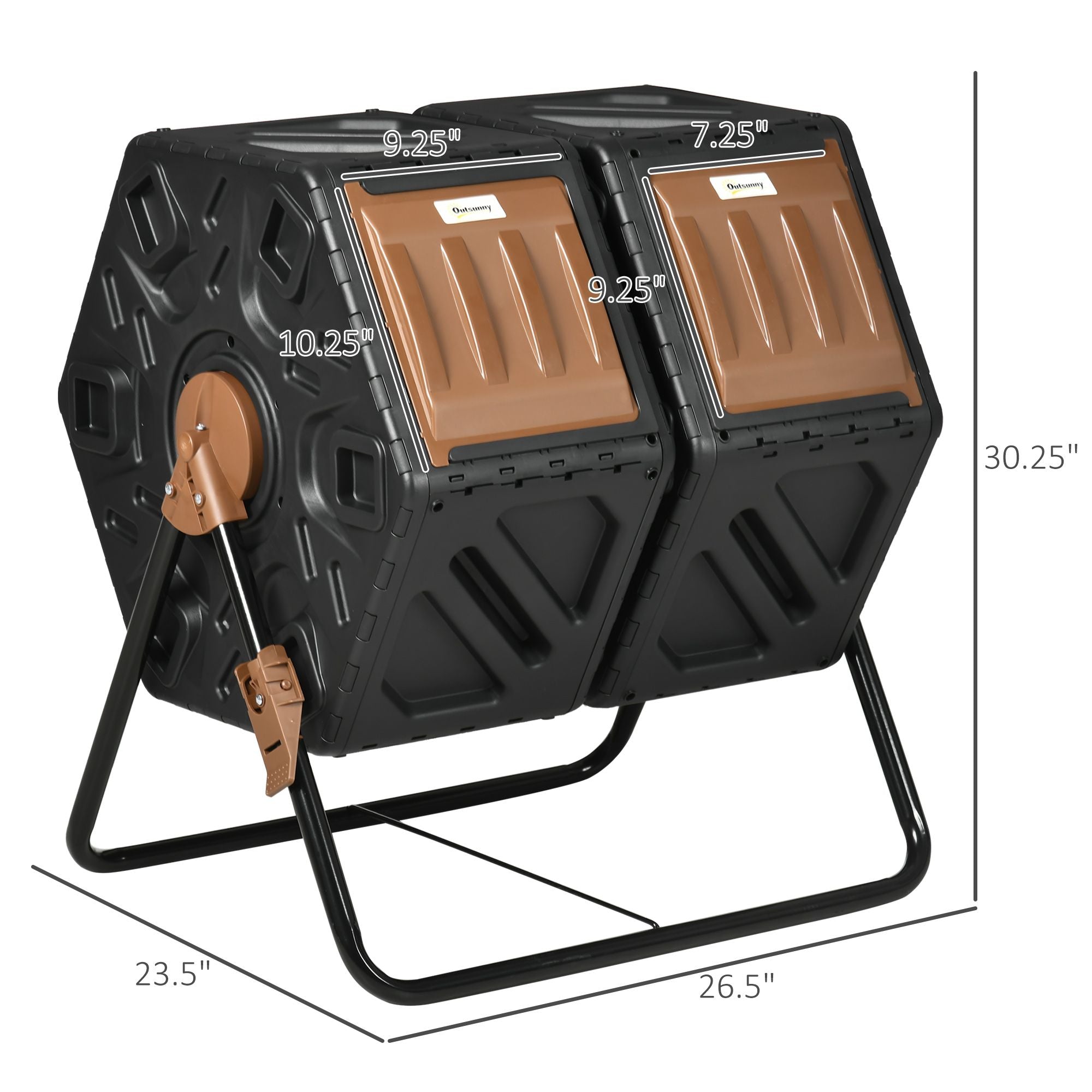 Outsunny Dual-Chamber Tumbling Compost Bin with Ventilation, Black