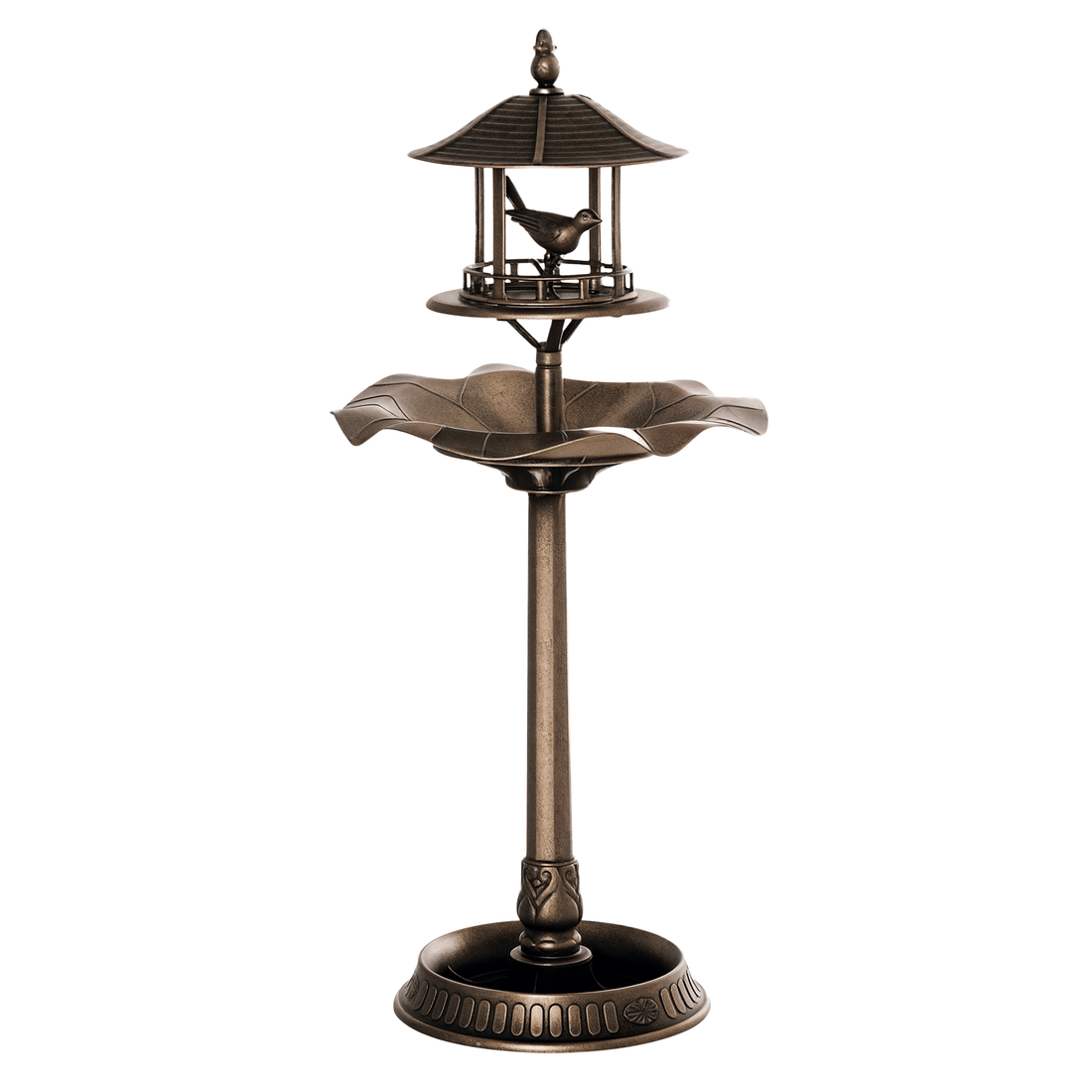 Outsunny 3-in-1 Pedestal Bird Bath with Feeder and Planter, Bronze
