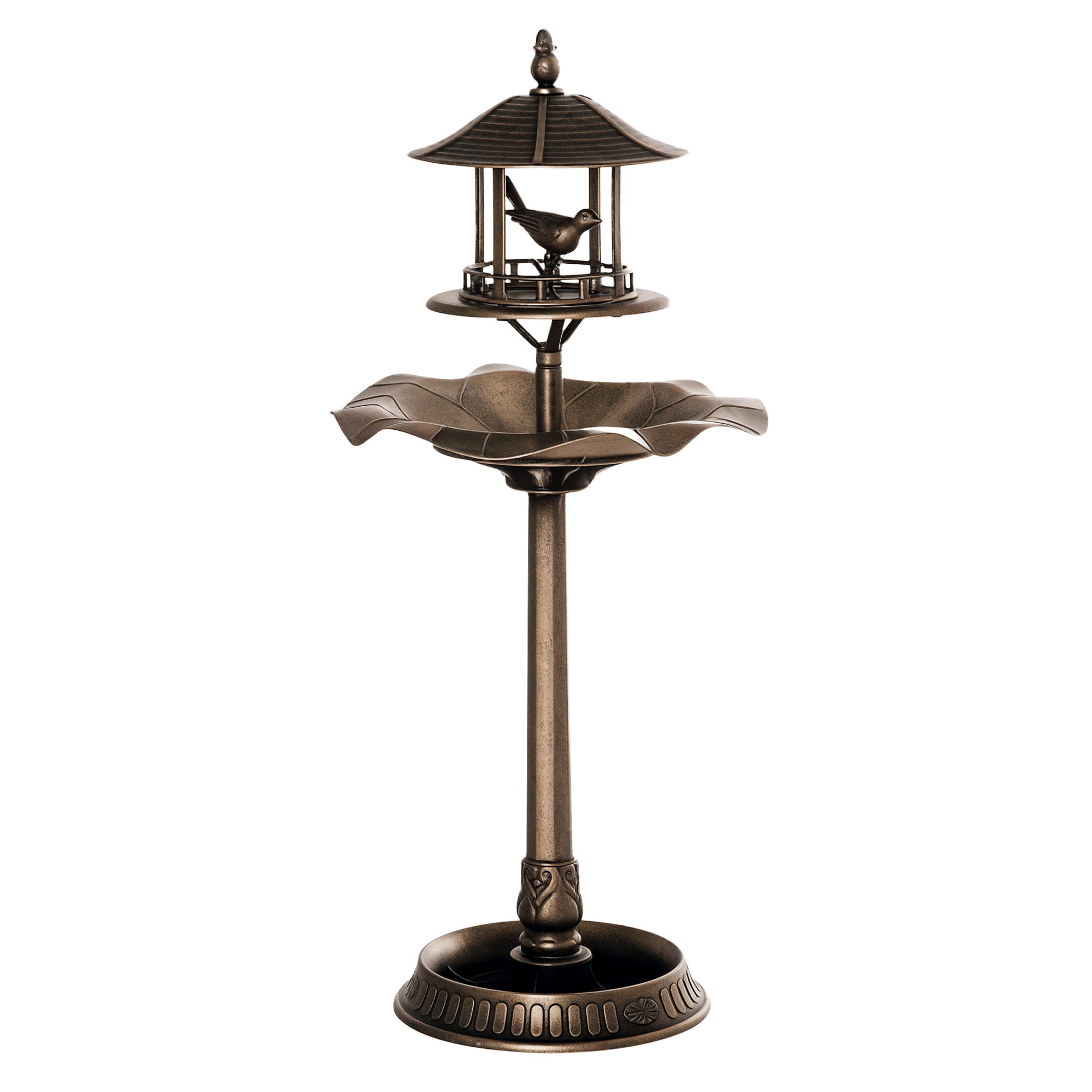 Outsunny 3-in-1 Pedestal Bird Bath with Feeder and Planter, Bronze
