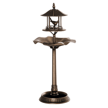 Outsunny 3-in-1 Pedestal Bird Bath with Feeder and Planter, Bronze