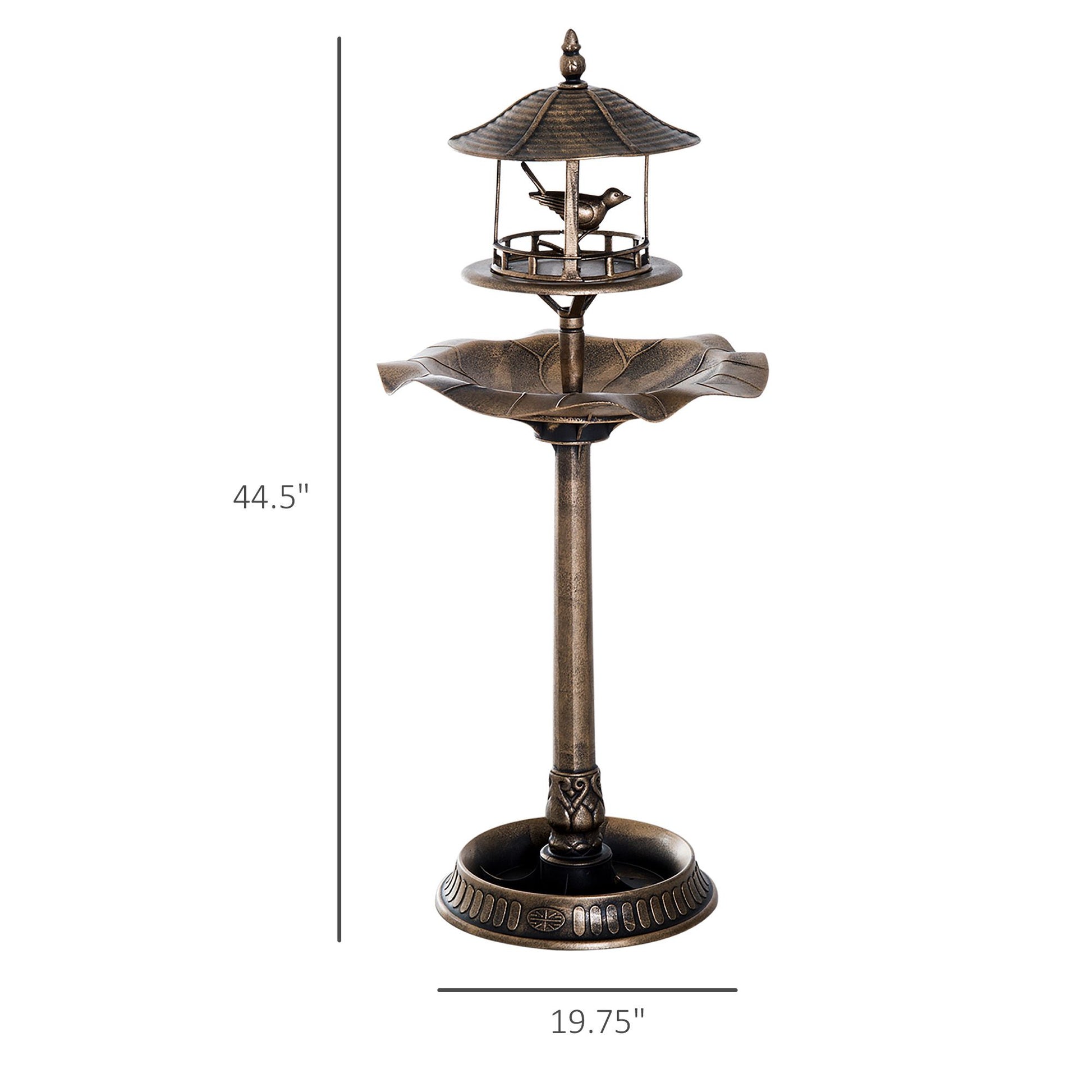 Outsunny 3-in-1 Pedestal Bird Bath with Feeder and Planter, Bronze