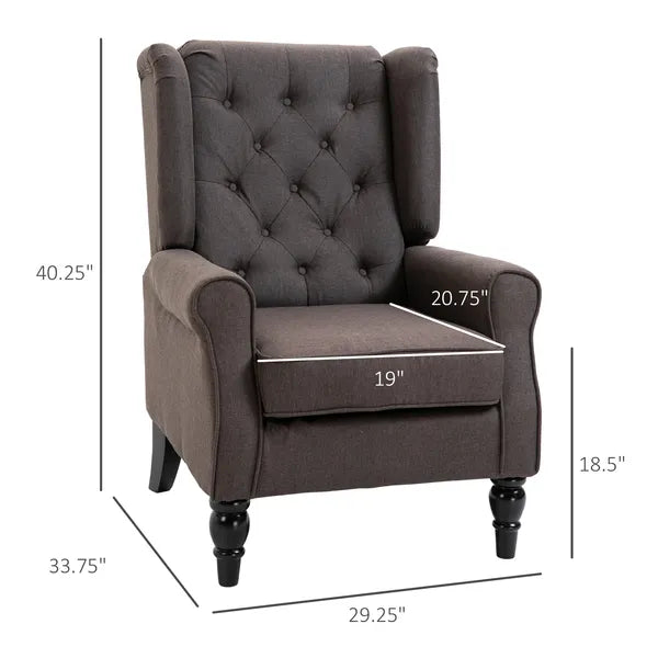 HOMCOM Dark Brown Button-Tufted Accent Chair with Round Armrests, Wood Legs for Living Room - product image 3