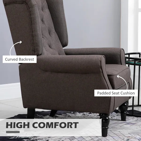 HOMCOM Dark Brown Button-Tufted Accent Chair with Round Armrests, Wood Legs for Living Room - product image 6