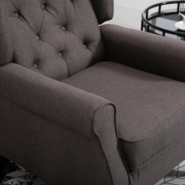 HOMCOM Dark Brown Button-Tufted Accent Chair with Round Armrests, Wood Legs for Living Room - product image 10