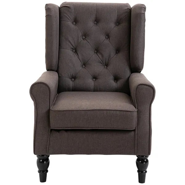 HOMCOM Dark Brown Button-Tufted Accent Chair with Round Armrests, Wood Legs for Living Room - product image 9