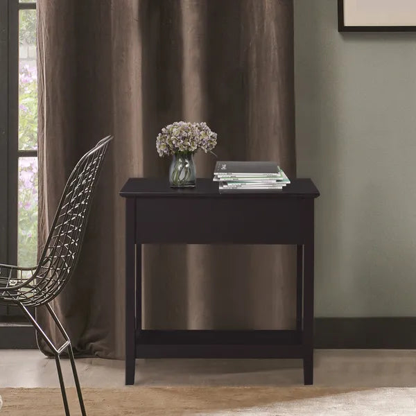 Dark Coffee End Side Table with Flip Top Storage Hinge Cabinet Bottom Shelf Sturdy Base for Living Room - product image 7