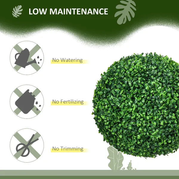 HOMCOM Decorative Artificial Trees 2 Pack 15.75 Inch Faux Boxwood Topiary Ball for Indoor Outdoor Home Decor - product image 6
