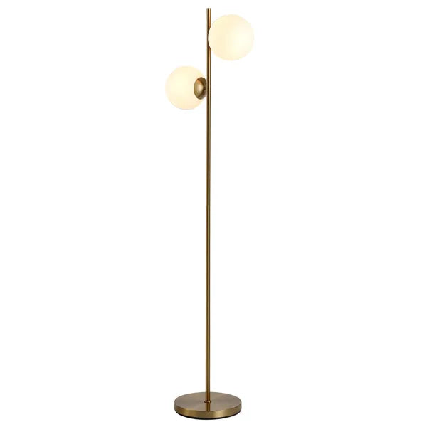Decorative Floor Lamp with 2 Glass Shades Modern Lighting for Living Room Bedroom White - product image 11