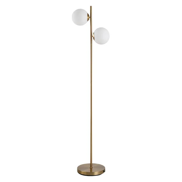 Decorative Floor Lamp with 2 Glass Shades Modern Lighting for Living Room Bedroom White - product image 1