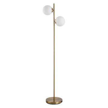 Decorative Floor Lamp with 2 Glass Shades Modern Lighting for Living Room Bedroom White - product image 1
