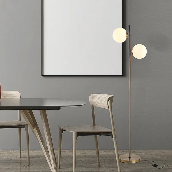 Decorative Floor Lamp with 2 Glass Shades Modern Lighting for Living Room Bedroom White - product image 7