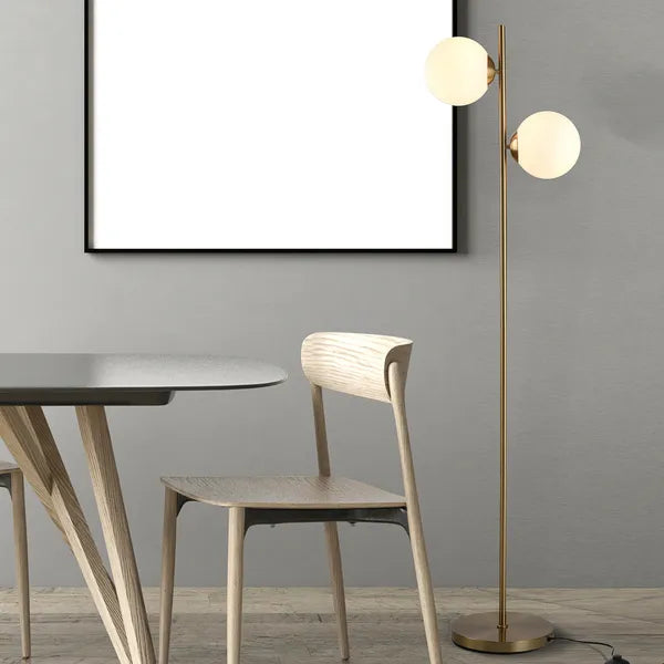 Decorative Floor Lamp with 2 Glass Shades Modern Lighting for Living Room Bedroom White - product image 10
