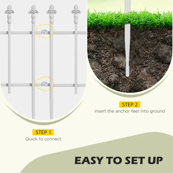 Outsunny Decorative Garden Border Panels 5 Pack Flower Bed Edging White Yard Fencing - product image 4