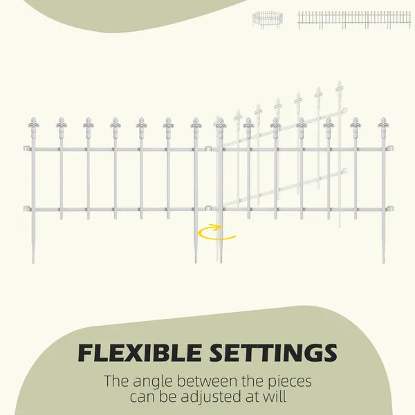 Outsunny Decorative Garden Border Panels 5 Pack Flower Bed Edging White Yard Fencing - product image 5