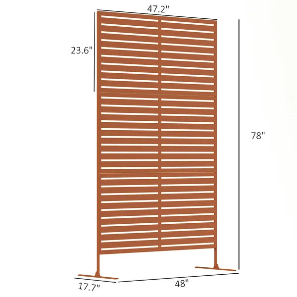 Outsunny Decorative Privacy Fence Screen, Metal Outdoor Privacy Screen Climbing Plant Trellis with Stand, 78" H x 48" W, Brown - product image 3