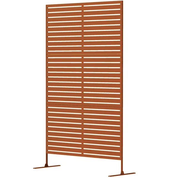 Outsunny Decorative Privacy Fence Screen, Metal Outdoor Privacy Screen Climbing Plant Trellis with Stand, 78" H x 48" W, Brown - product image 1