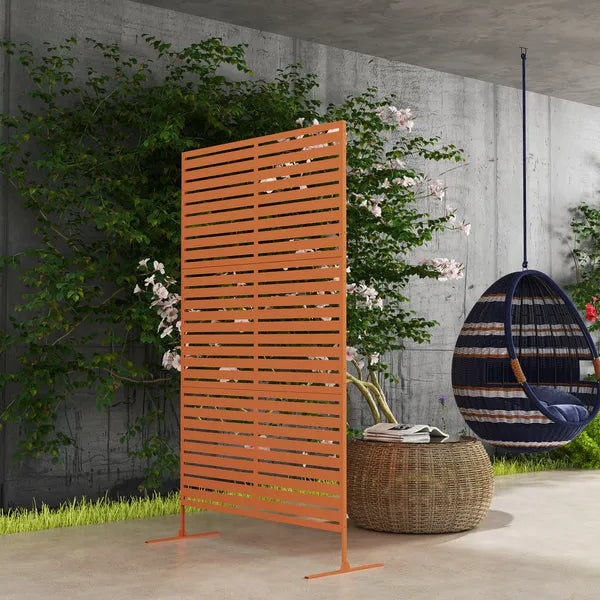 Outsunny Decorative Privacy Fence Screen, Metal Outdoor Privacy Screen Climbing Plant Trellis with Stand, 78" H x 48" W, Brown - product image 9