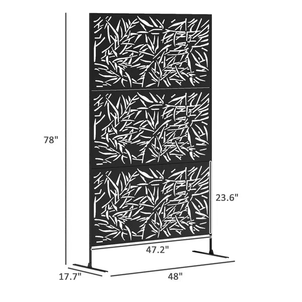 Outsunny Decorative Privacy Fence Screen, Metal Outdoor Privacy Screen Climbing Plant Trellis with Stand, Bamboo Black - product image 3