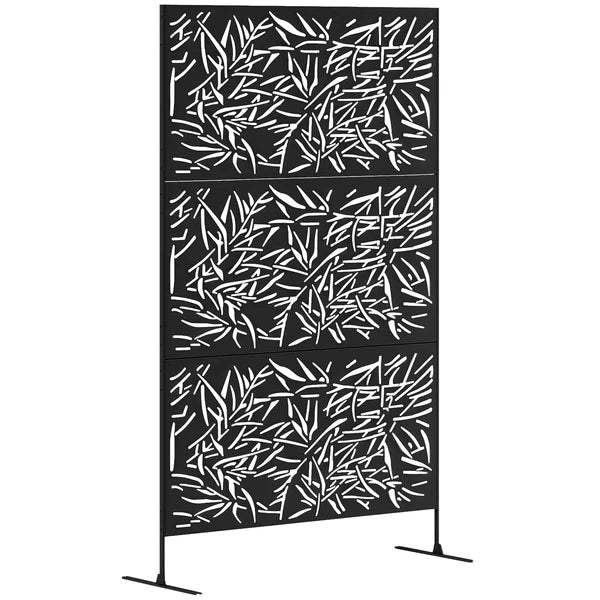 Outsunny Decorative Privacy Fence Screen, Metal Outdoor Privacy Screen Climbing Plant Trellis with Stand, Bamboo Black - product image 11