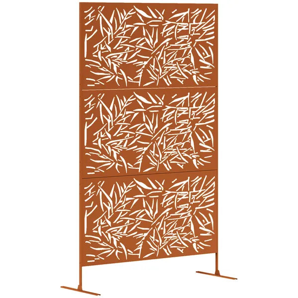 Outsunny Decorative Privacy Fence Screen, Metal Outdoor Privacy Screen Climbing Plant Trellis with Stand, Bamboo Brown - product image 11
