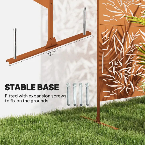 Outsunny Decorative Privacy Fence Screen, Metal Outdoor Privacy Screen Climbing Plant Trellis with Stand, Bamboo Brown - product image 5