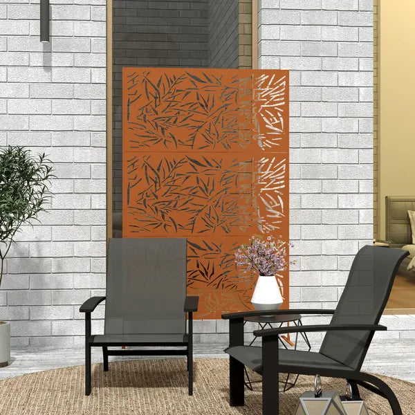 Outsunny Decorative Privacy Fence Screen, Metal Outdoor Privacy Screen Climbing Plant Trellis with Stand, Bamboo Brown - product image 8
